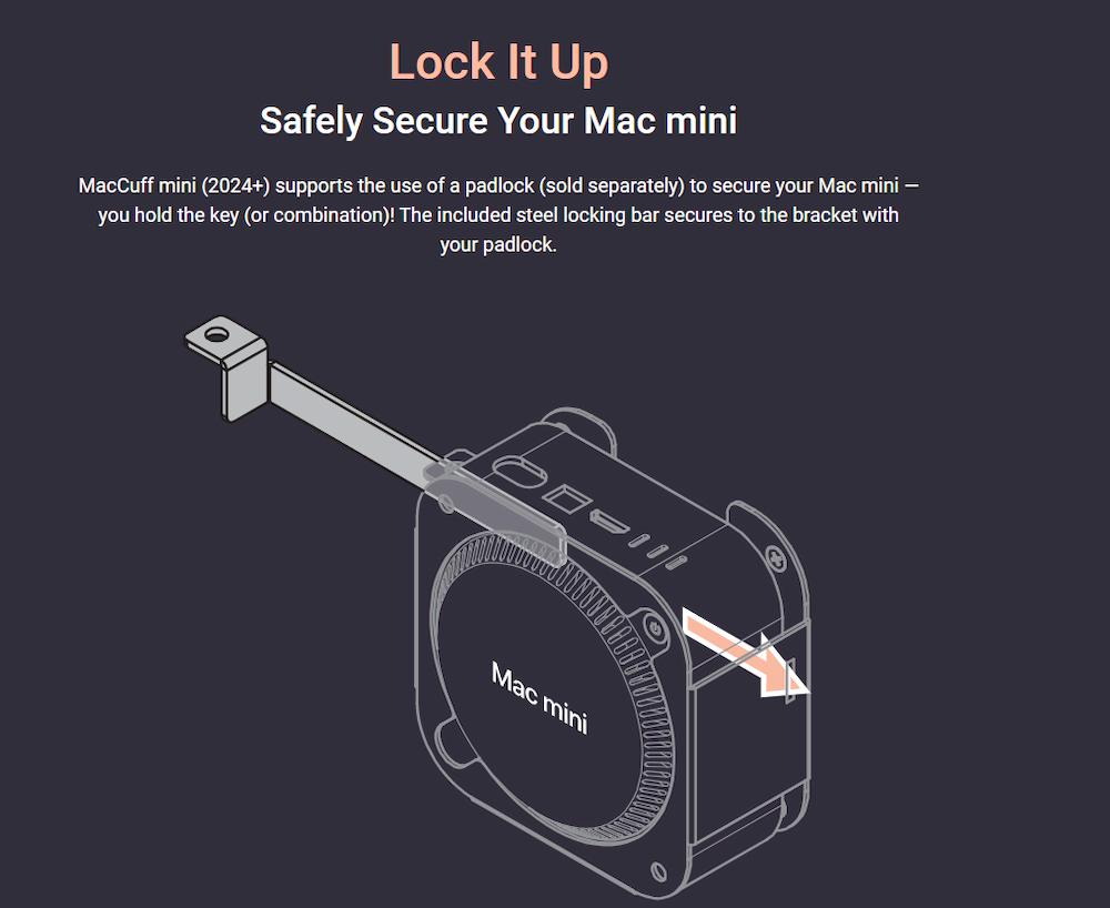 MacCuff mini (2024+) - Secure Mounting Bracket for 2024 Mac mini Computers MacCuff mini (2024+) - Secure Mounting Bracket for 2024 Mac mini Computers